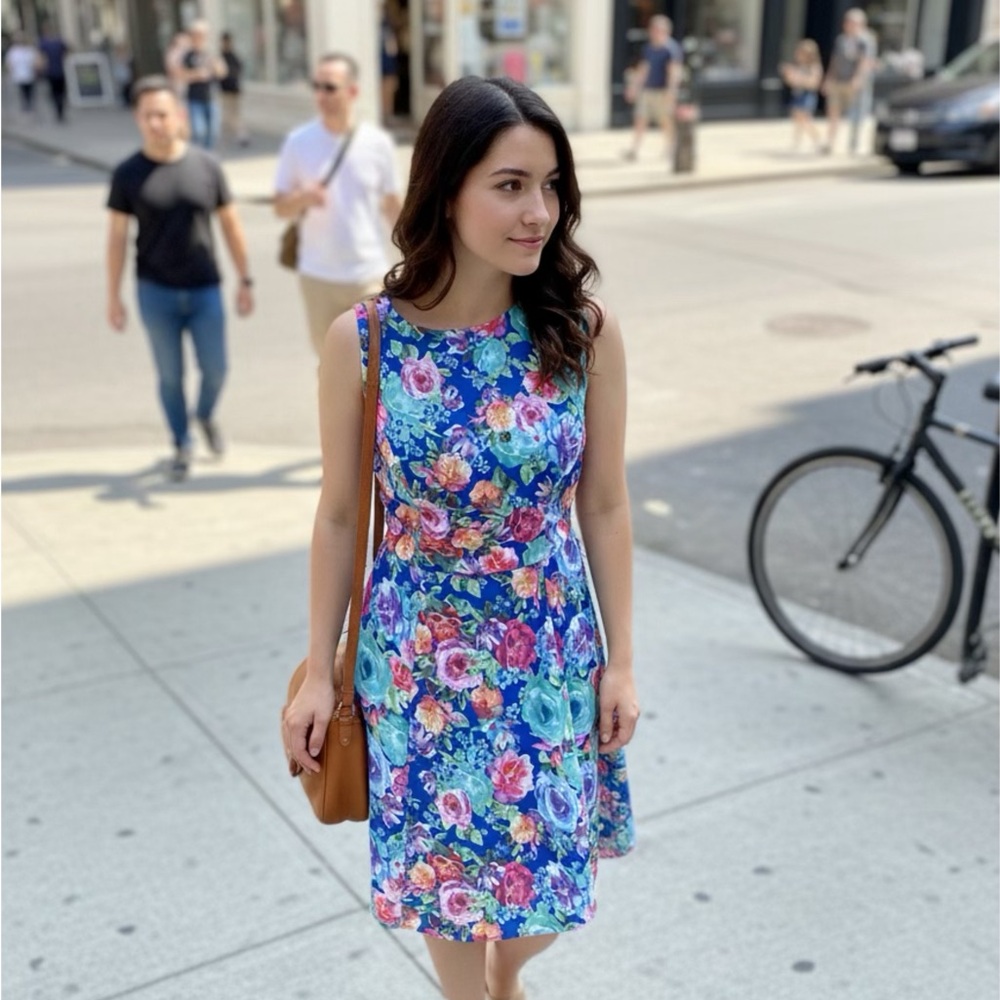 Varga Blue Floral Midi Dress
